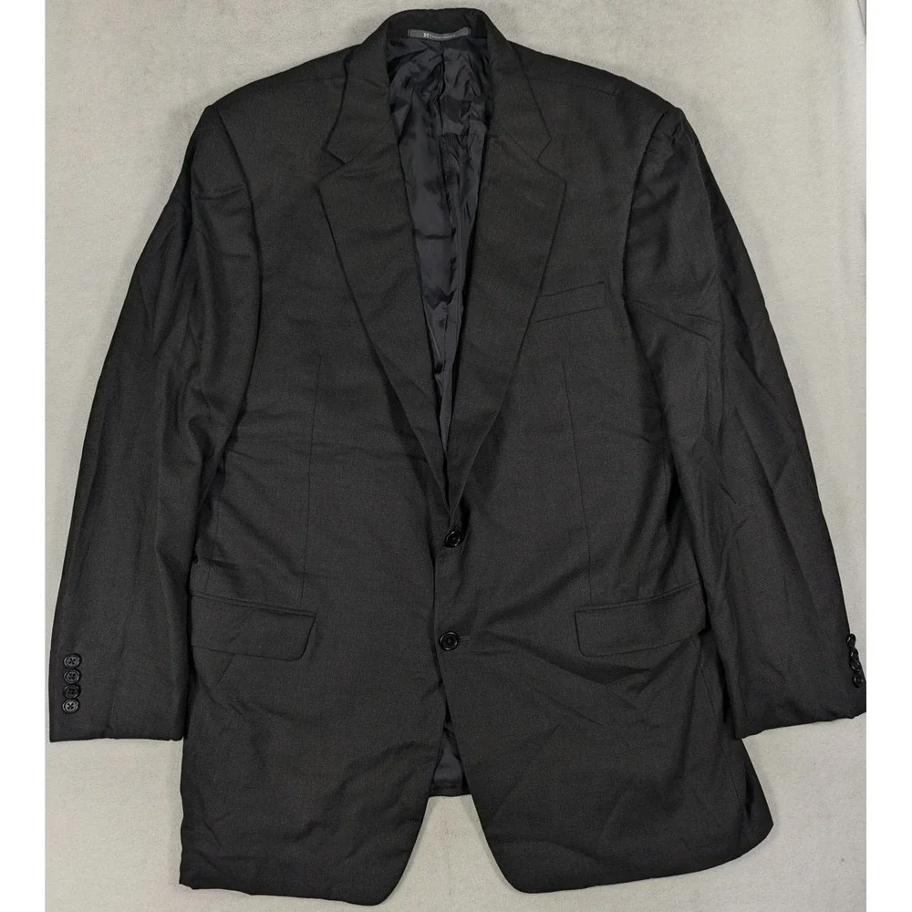 Hickey Freeman Loro Piana Tasmanian Wool Blazer Mens 44L Charcoal Canterbury